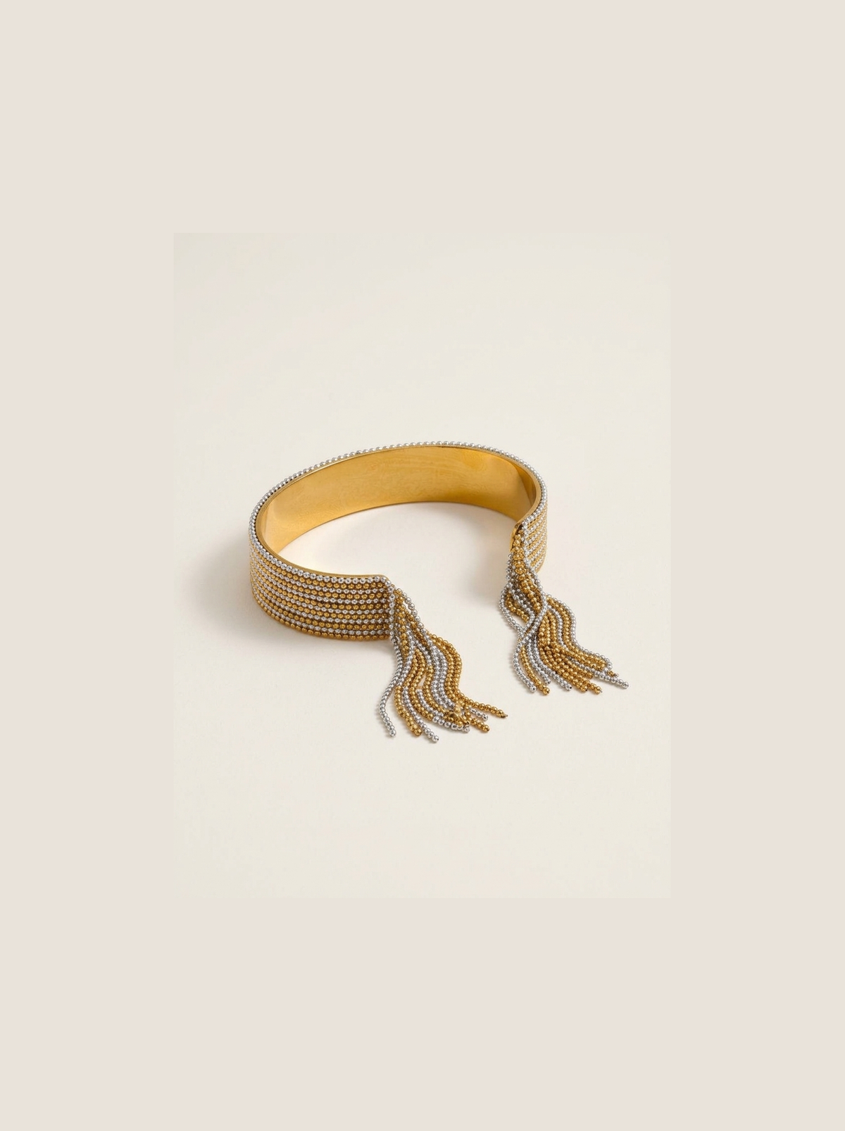Cascade Fringe Cuff, Two-Tone finish, studio product shot