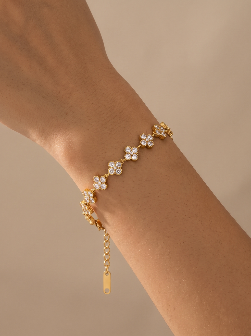 CZ Clover Cluster Bracelet