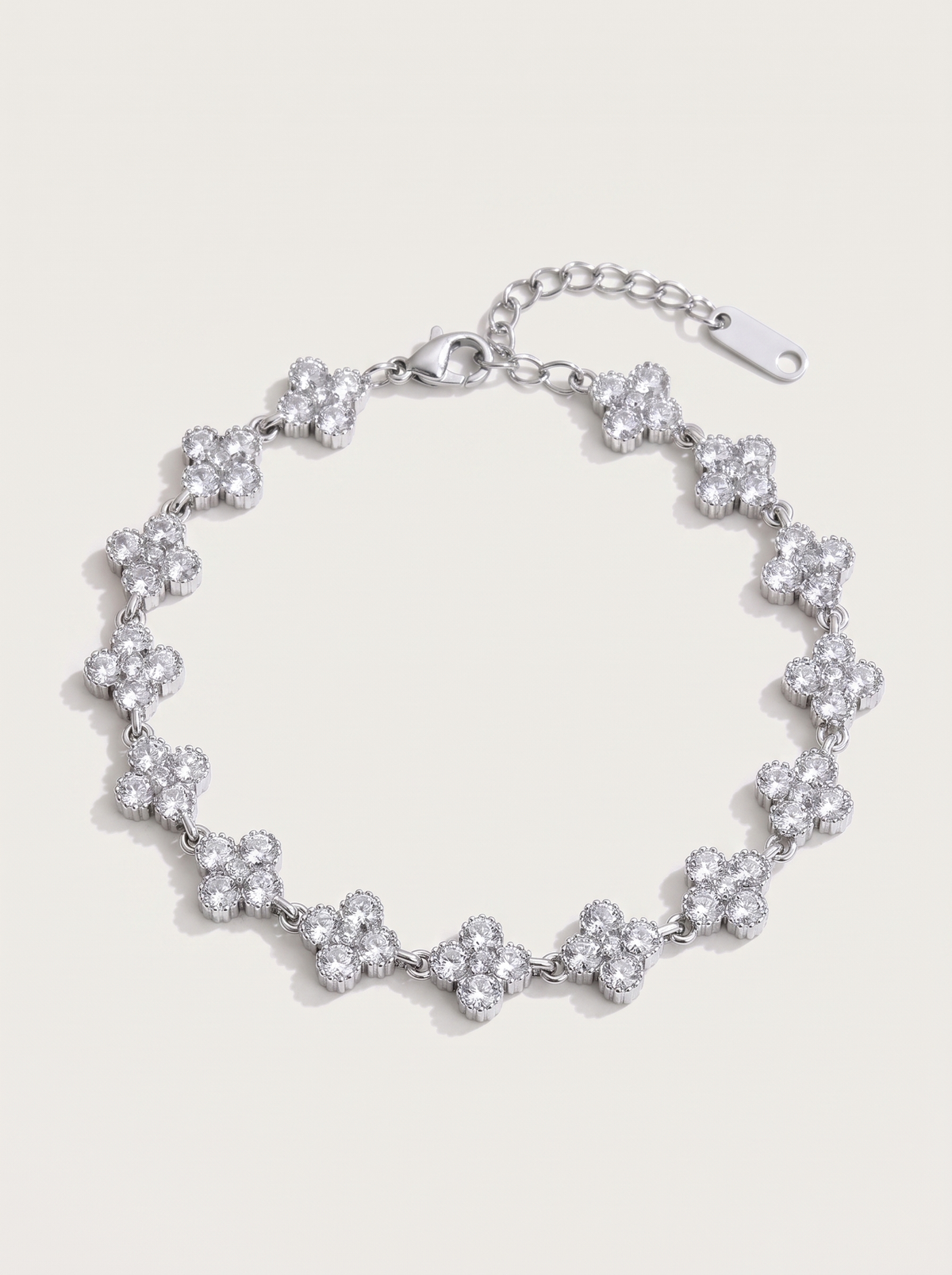 CZ Clover Cluster Bracelet