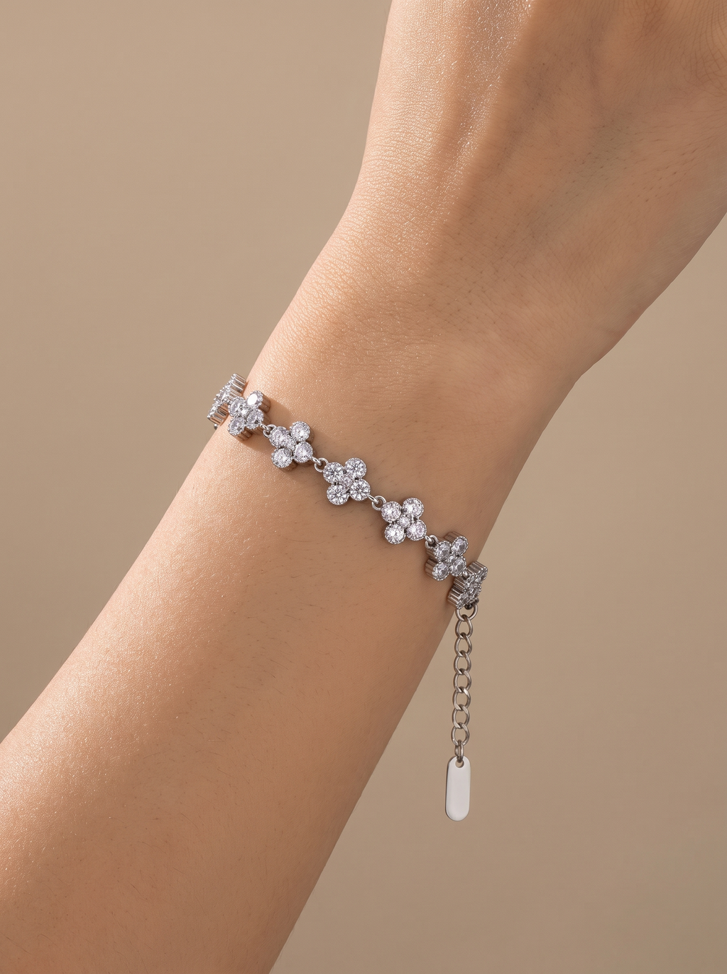 CZ Clover Cluster Bracelet