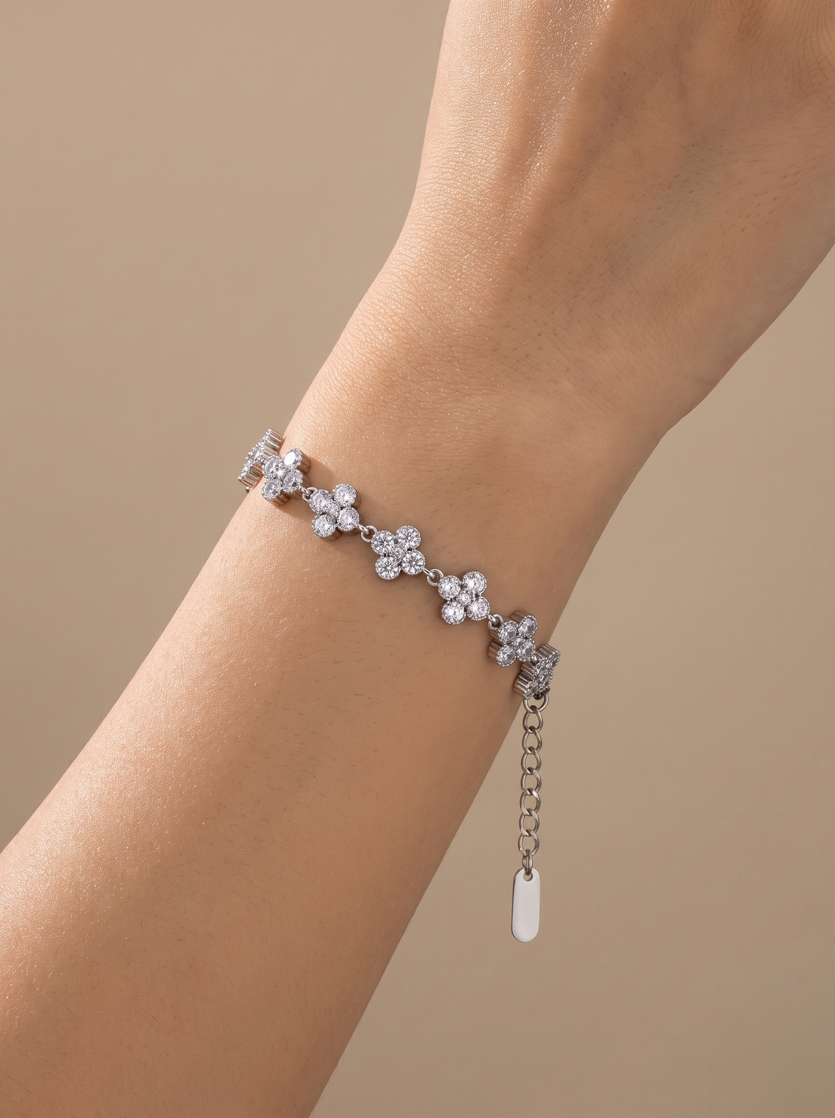 CZ Clover Cluster Bracelet