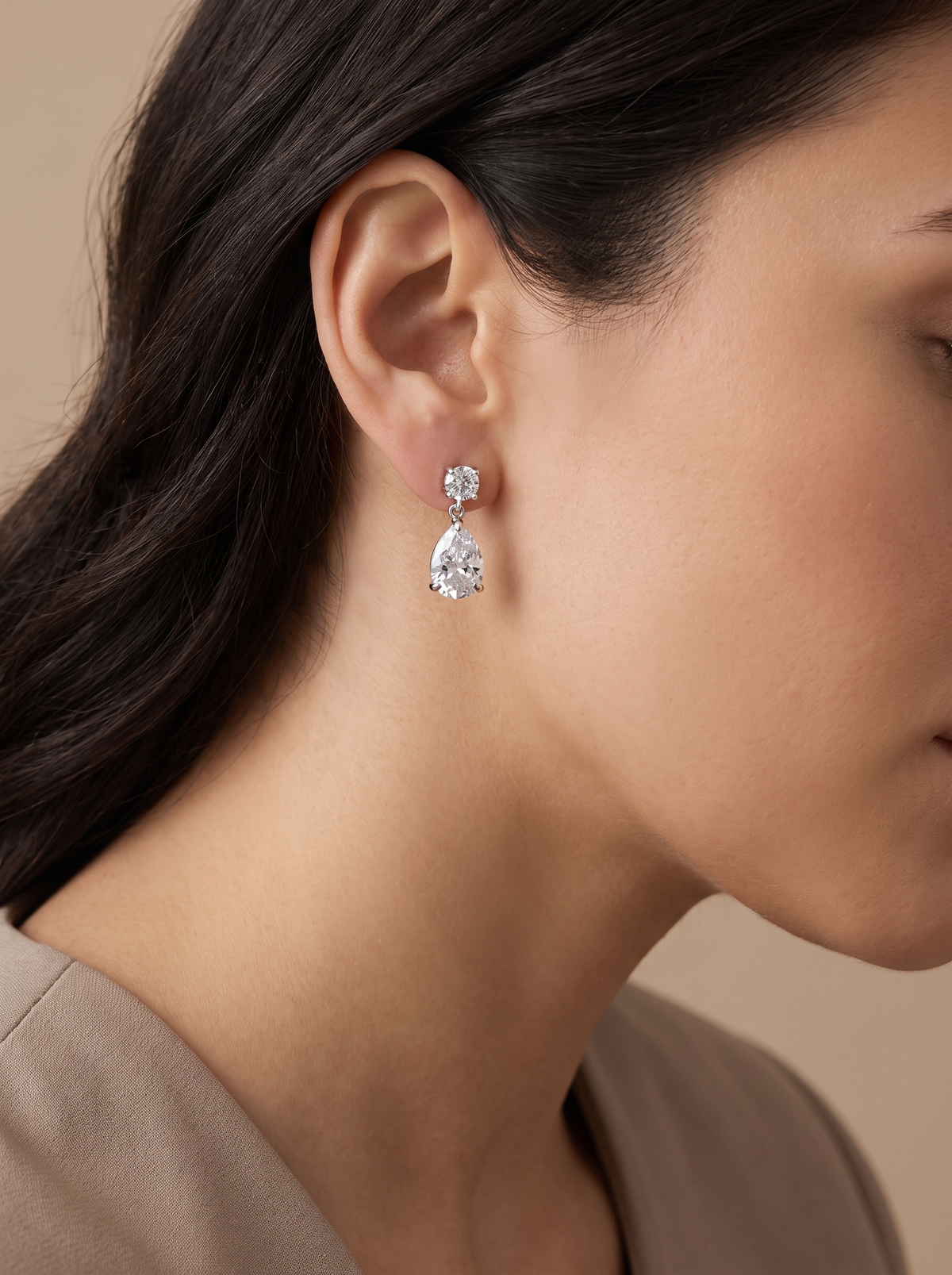 CZ Water Drop Earrings