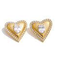 High Quality Stainless Steel Cubic Zirconia Heart Love Stud Earrings Valentine'S Day Gift Delicate Charm Aesthetic Jewelry