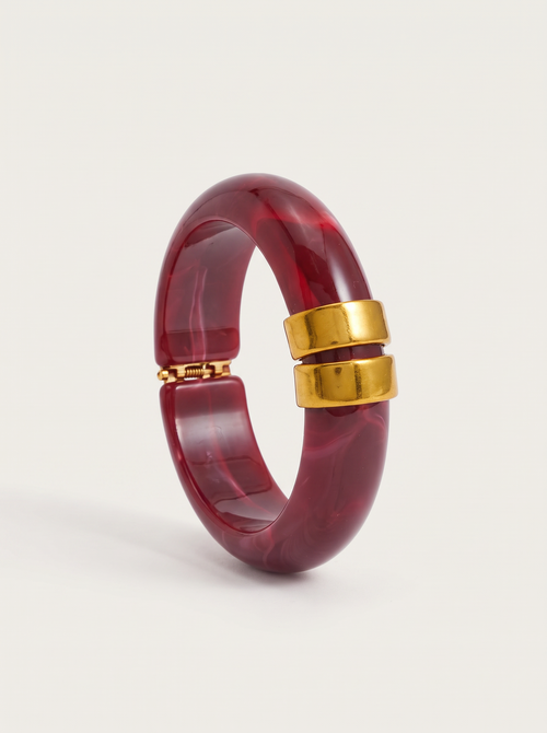 Chunky Marbled Bangle Bracelet - Merlot - product