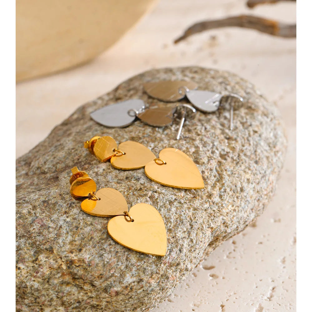 Stainless Steel Metal Heart Love Drop Charm Earrings Prevent Allergy Daily Fashion Prom Jewelry Wholesale