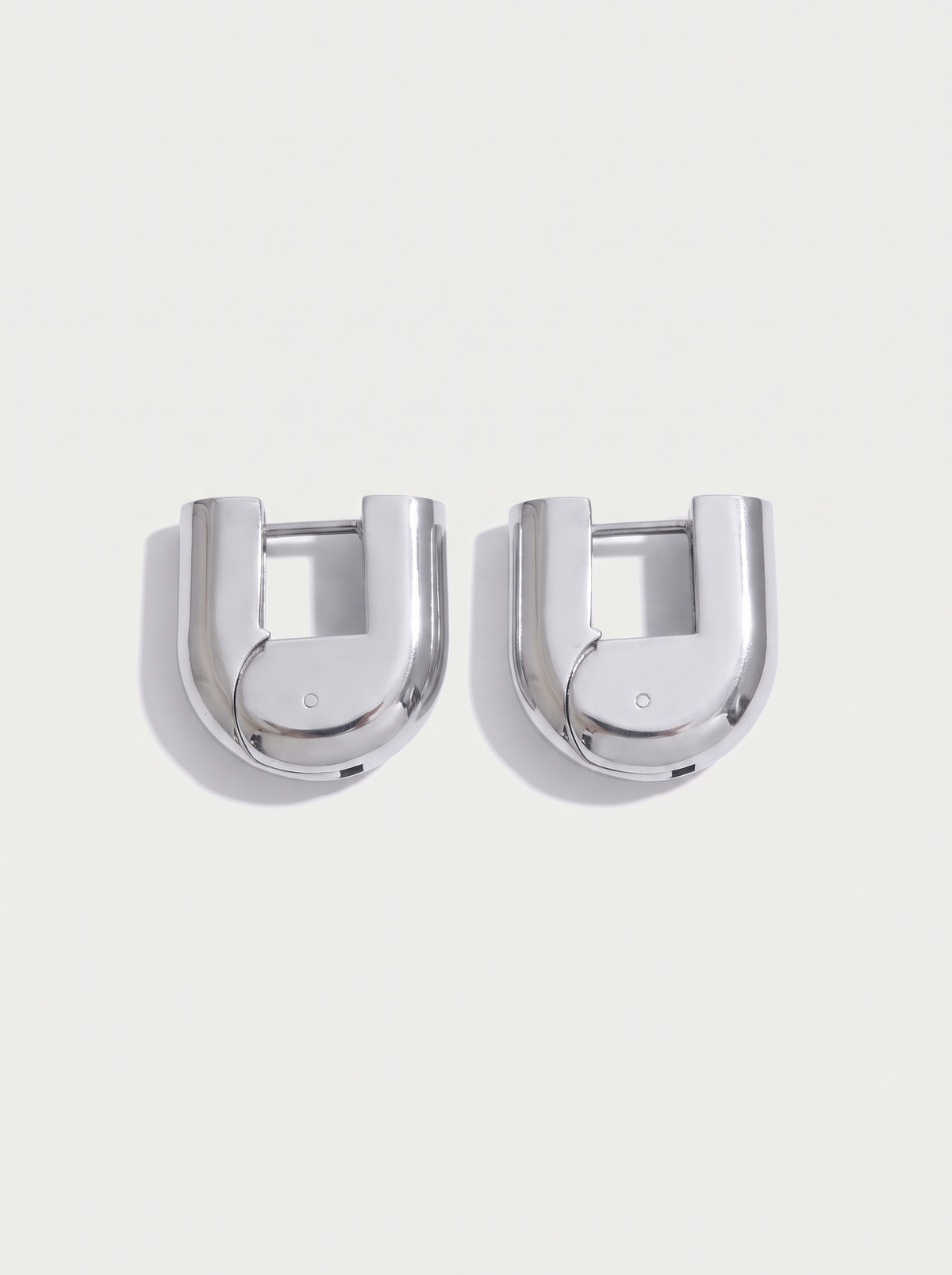 U-Shape Hoop Earrings - Platinum - product