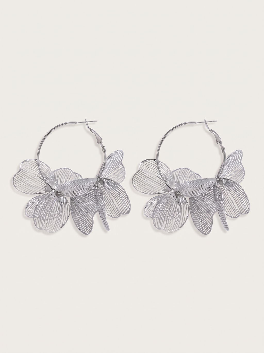Wire Flower Big Hoop Earrings