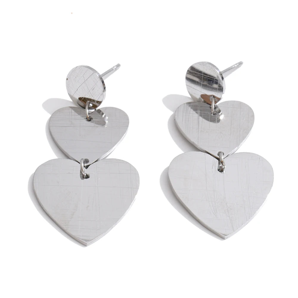 Stainless Steel Metal Heart Love Drop Charm Earrings Prevent Allergy Daily Fashion Prom Jewelry Wholesale