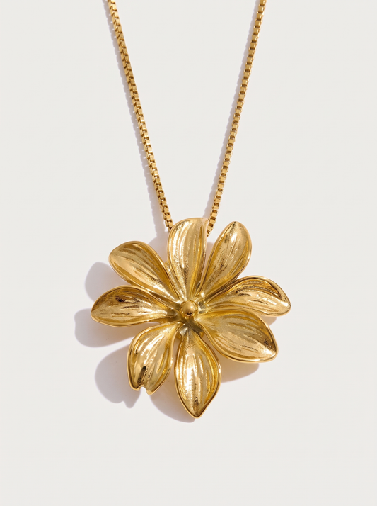 Sculptural Flower Pendant Necklace