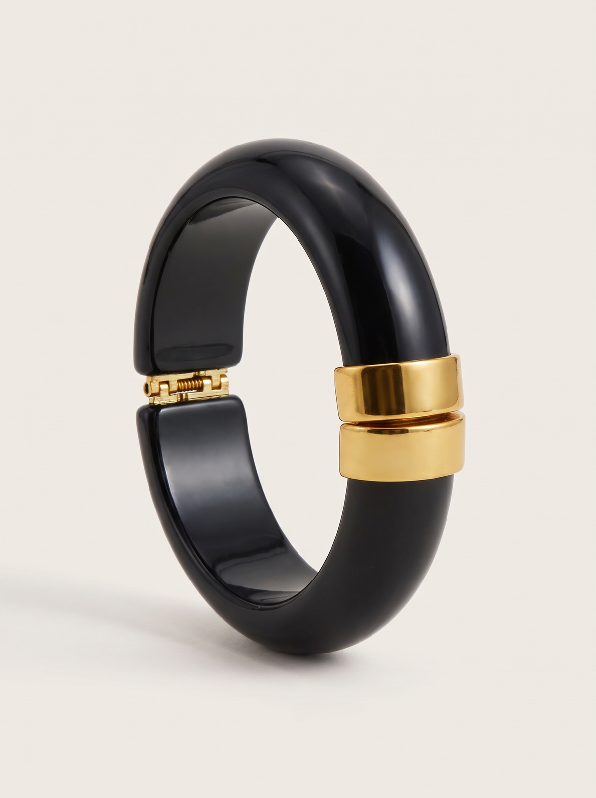 Chunky Marbled Bangle Bracelet - Jet Black - product