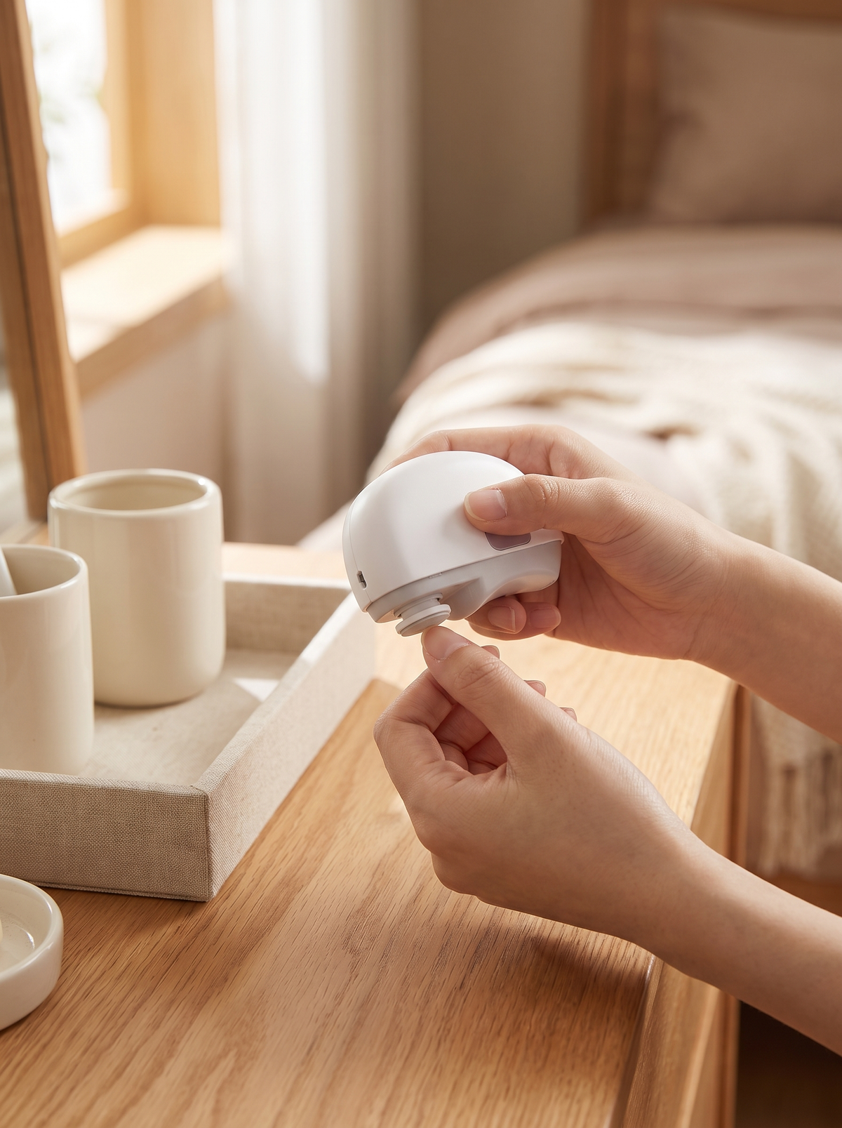 Perlehaus Nail Clipper - polishing function in use