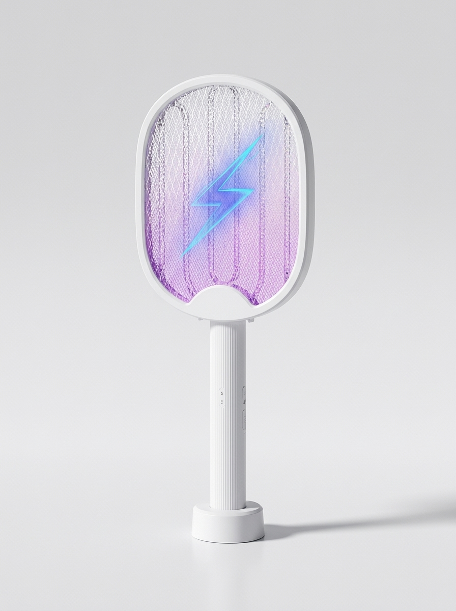 Electric Mosquito Racket standing upright, studio shot