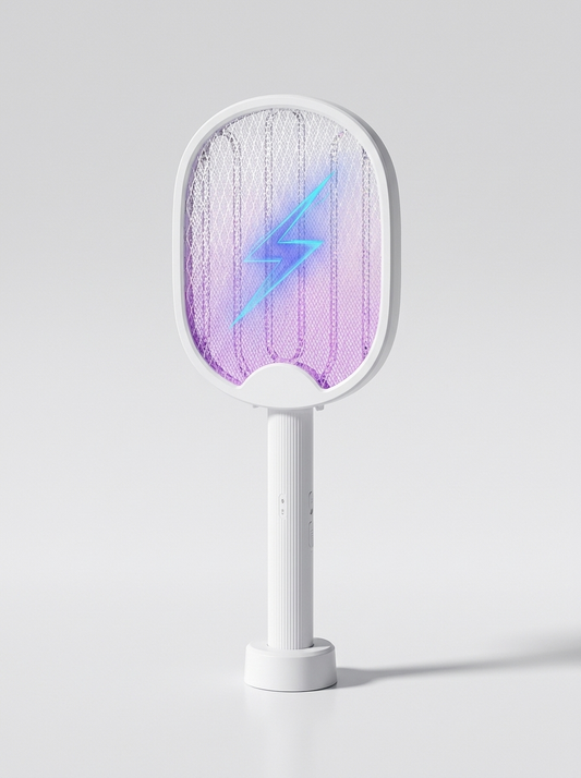 Electric Mosquito Racket standing upright, studio shot