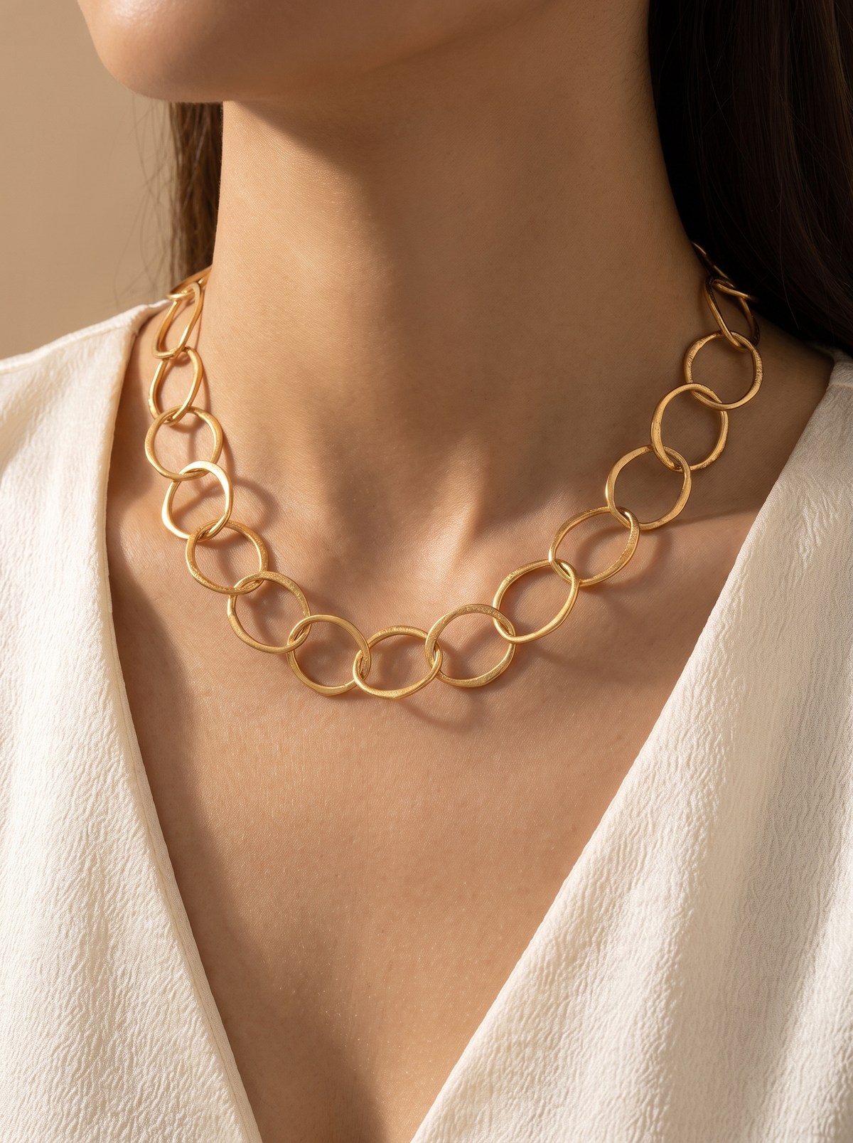 Stainless Steel Round Hollow Chain Necklace
