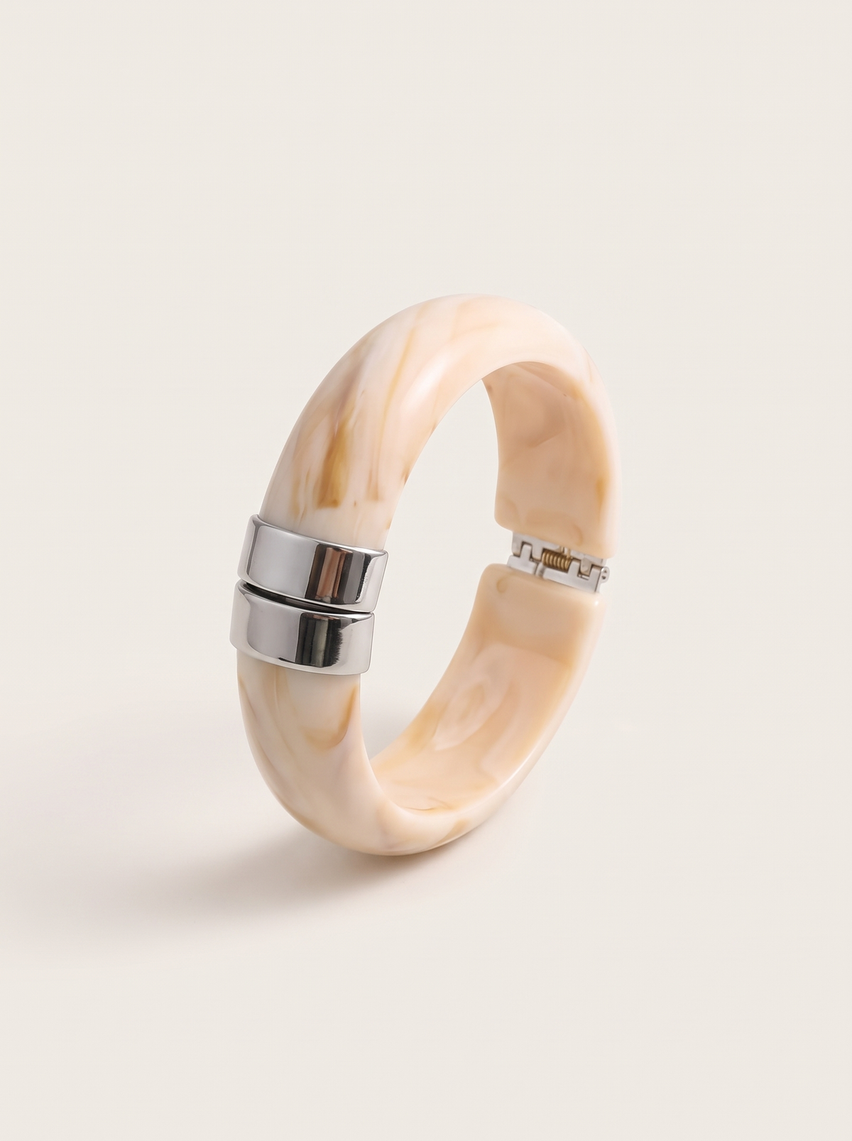 Chunky Marbled Bangle Bracelet - Ivory - product