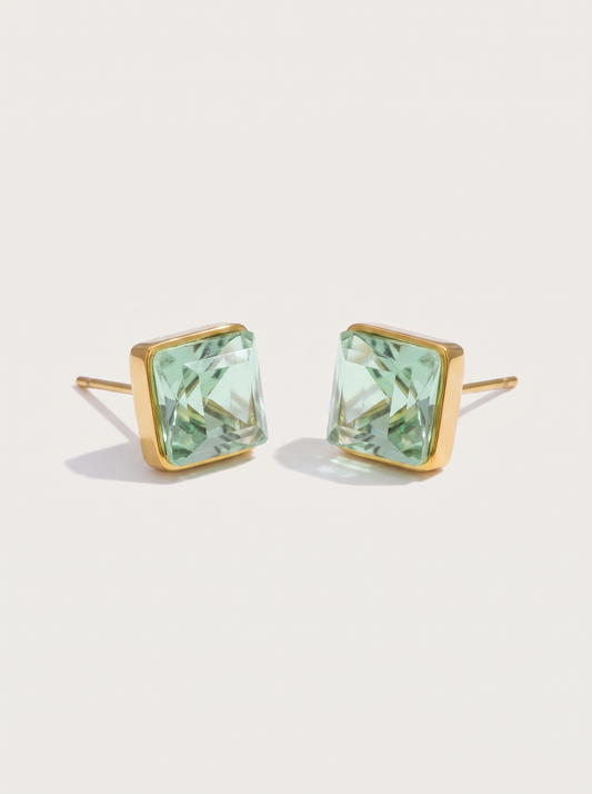 Multi-Color Shiny K9 Crystal Square Stud Earrings