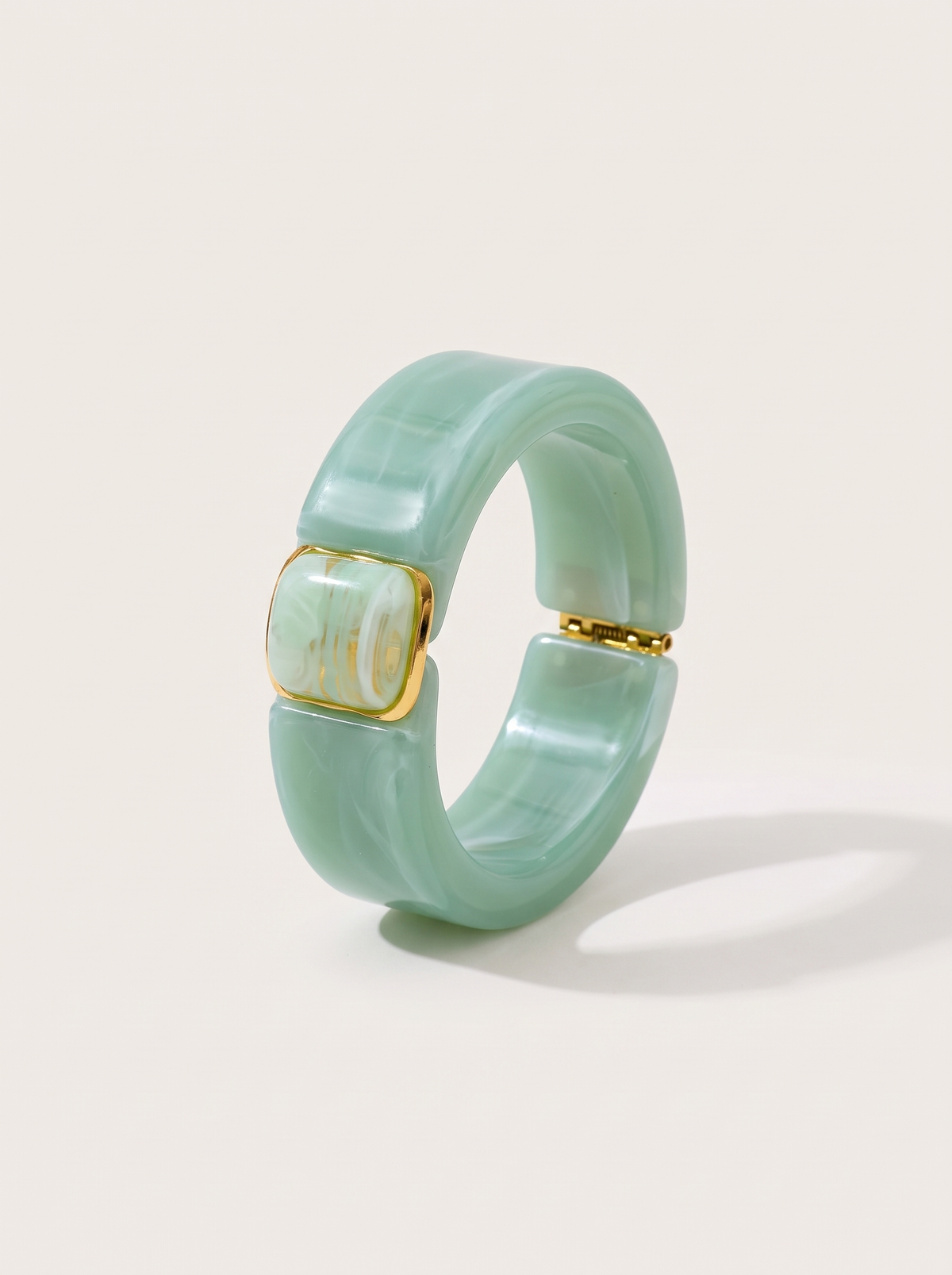 Chunky Marbled Bangle Bracelet - Mint - product