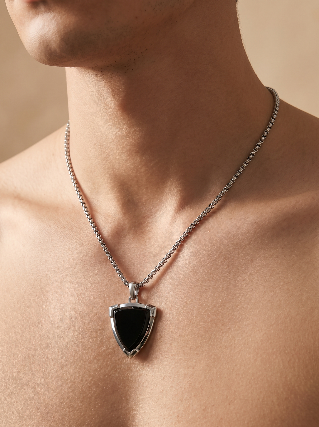 Onyx Shield Pendant Necklace