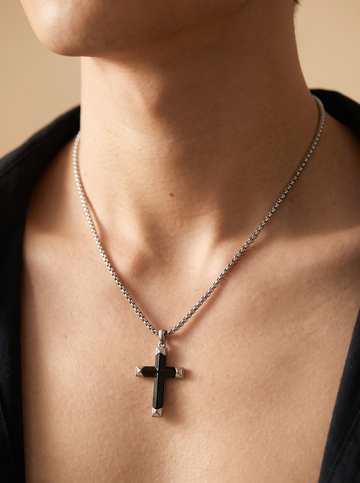Onyx Cross Necklace