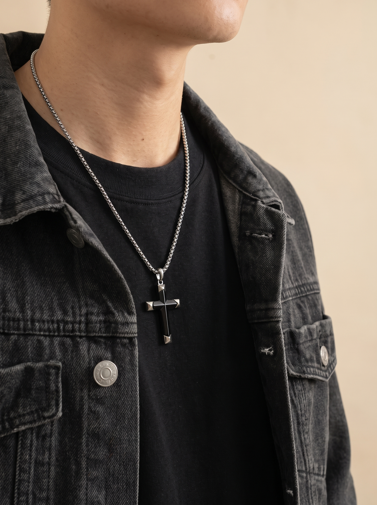 Onyx Cross Necklace