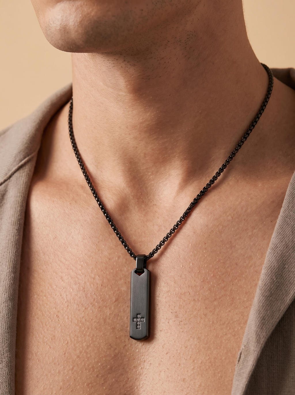 Cross Tag Pendant Necklace