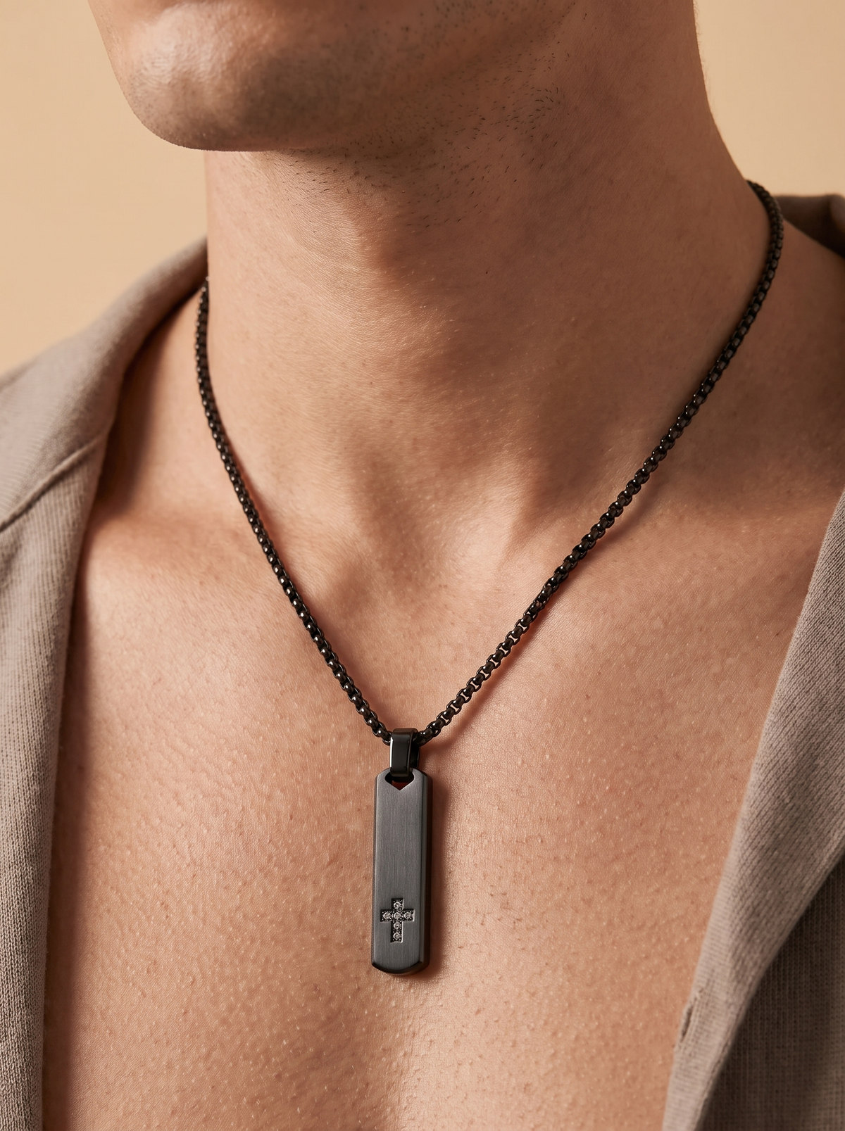 Cross Tag Pendant Necklace