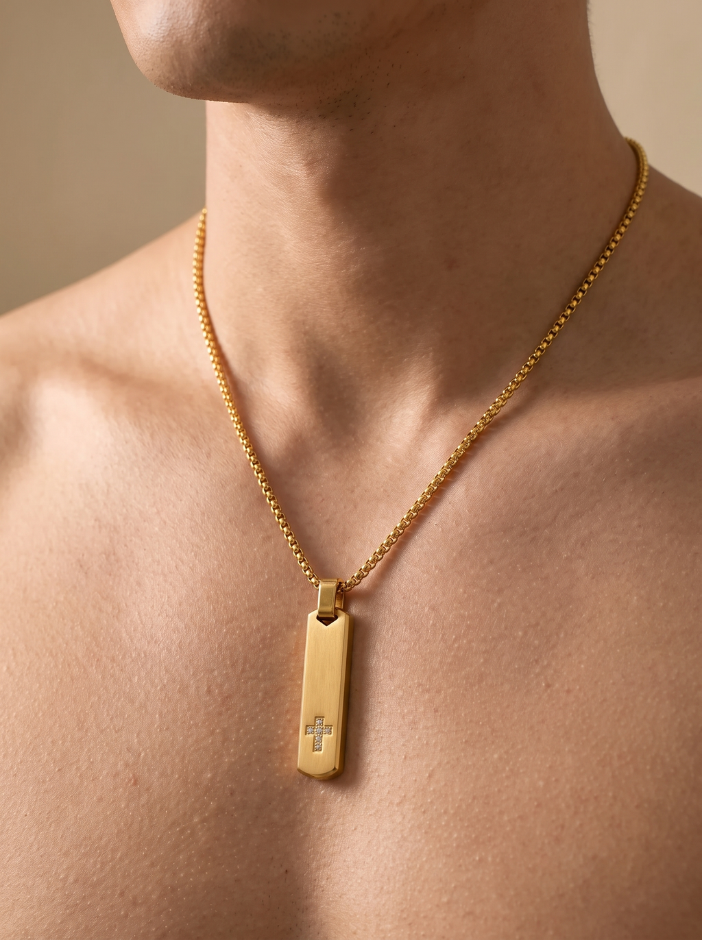 Cross Tag Pendant Necklace