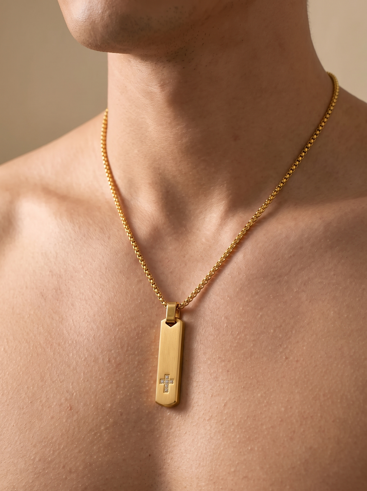 Cross Tag Pendant Necklace