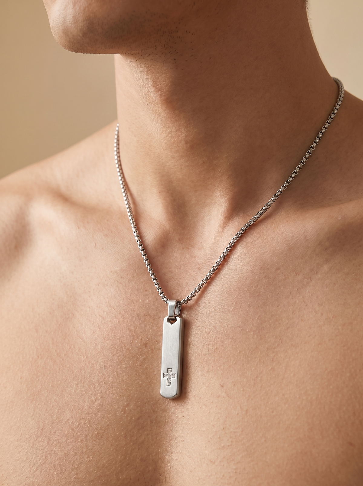 Cross Tag Pendant Necklace