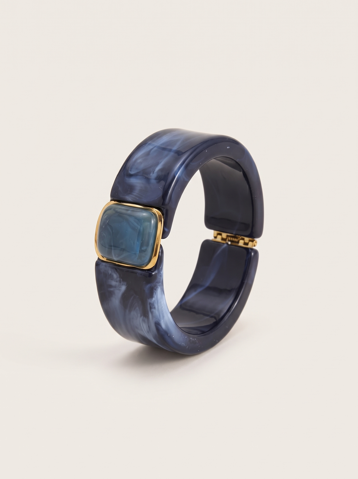 Chunky Marbled Bangle Bracelet - Navy - product