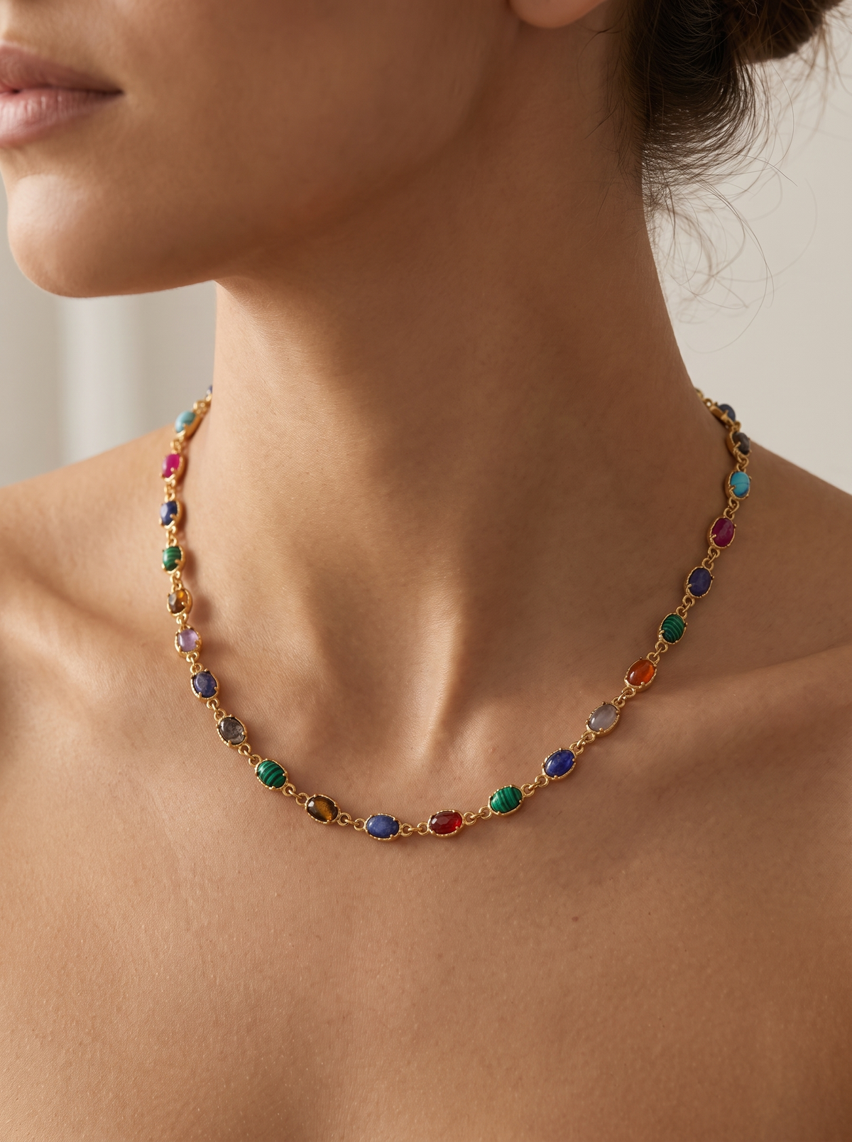 Gemstone Chain Necklace - Gold - lifestyle 1