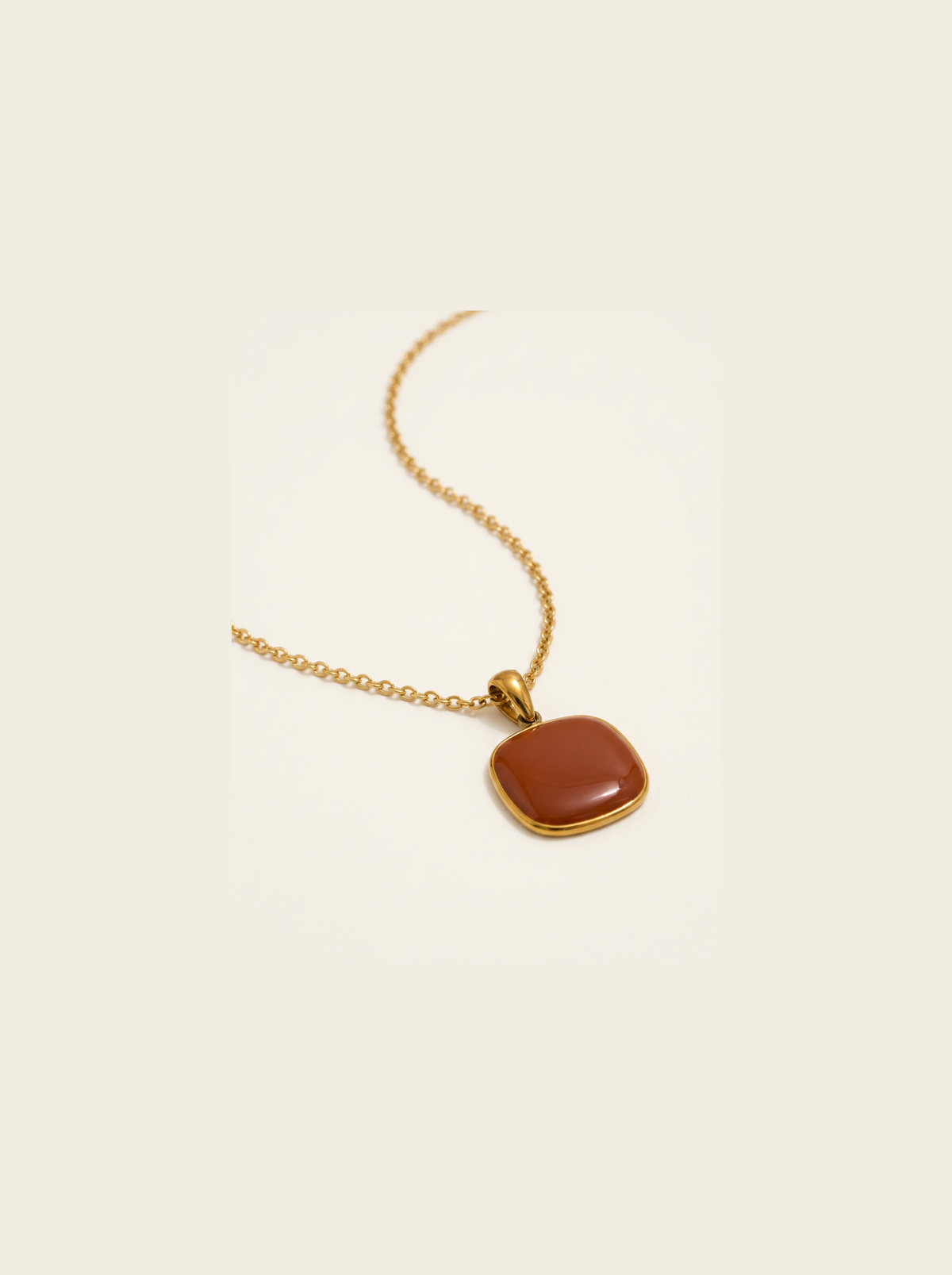 Candy Square Pendant Necklace, Brown finish, studio product shot