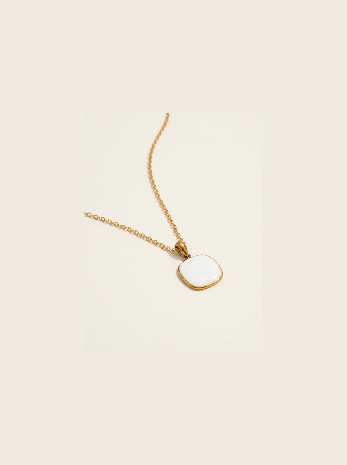 Candy Square Pendant Necklace, White finish, studio product shot