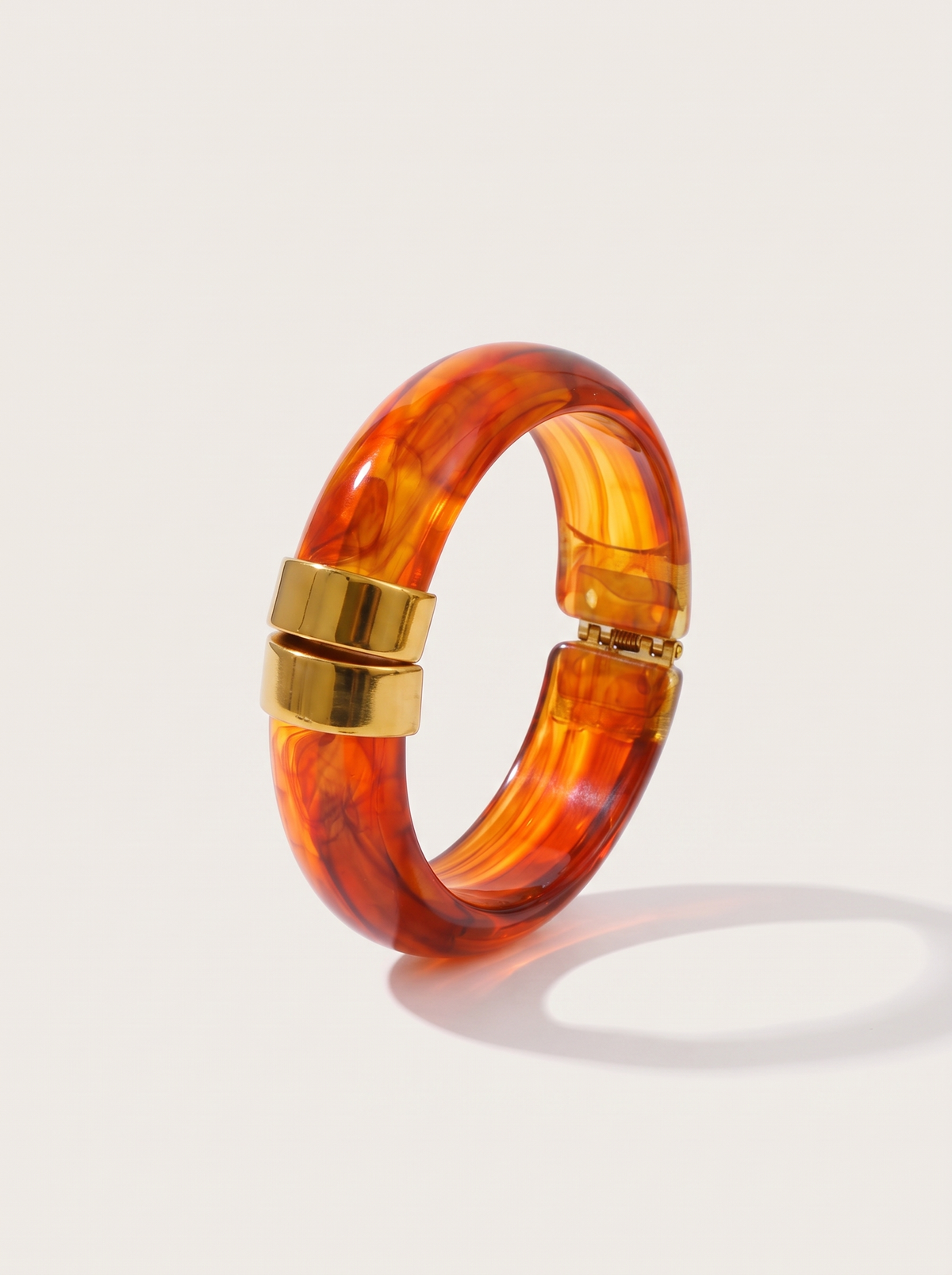 Chunky Marbled Bangle Bracelet - Orange - product