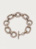 316L Stainless Steel Metal Texture Oval Chain Bracelet Bangle