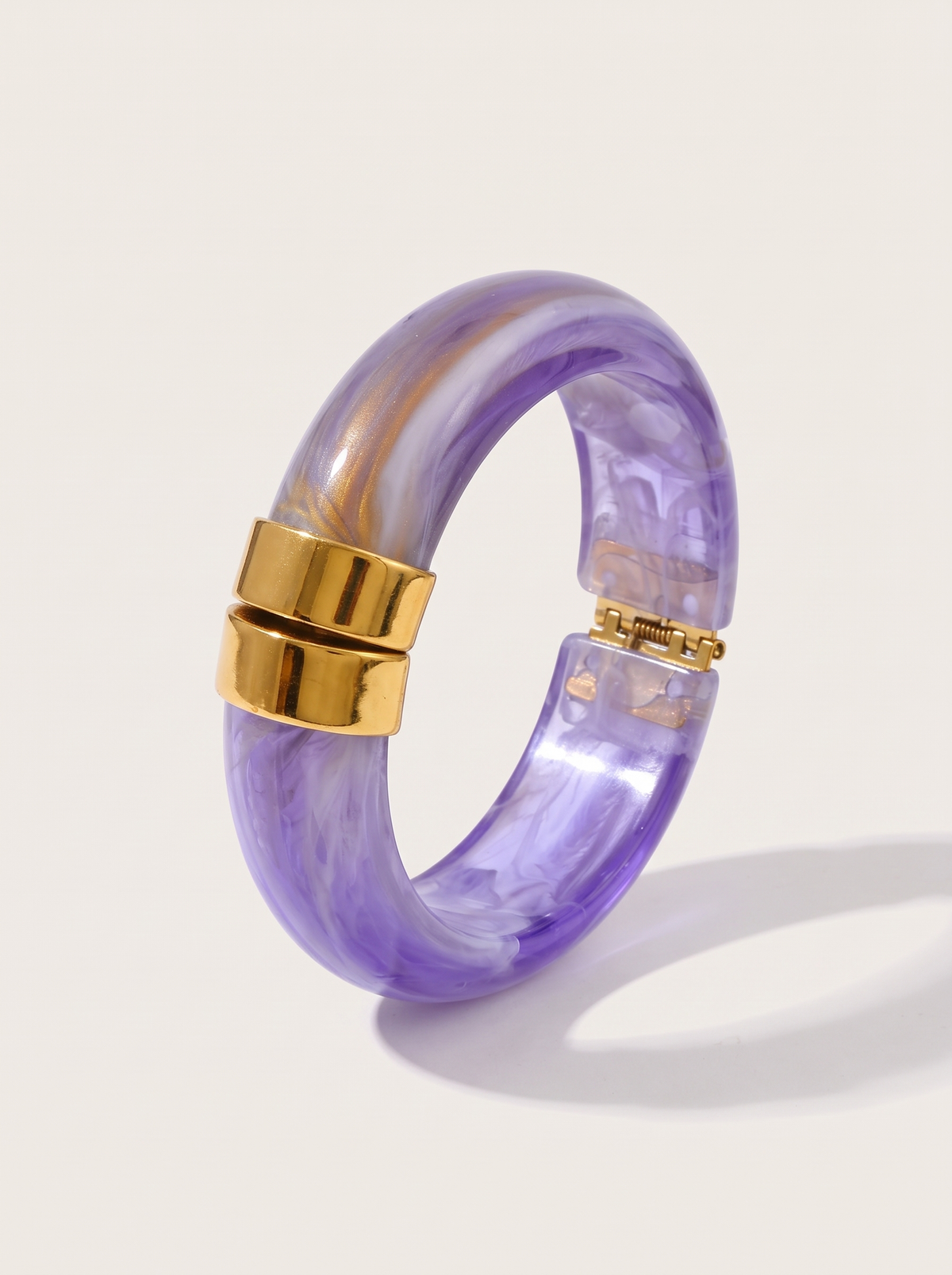 Chunky Marbled Bangle Bracelet - Purple - product