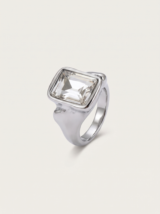 Size 678 Stainless Steel Rectangle Crystal Ring