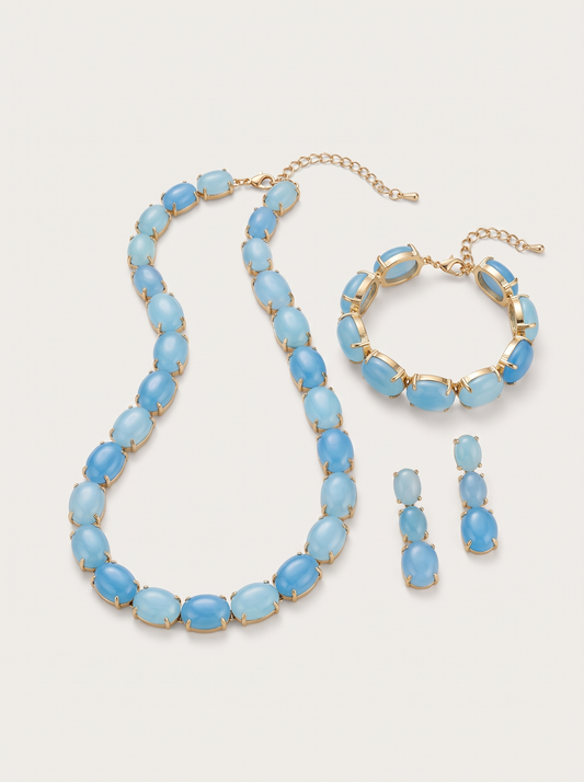 Colorful Acrylic Resin Square Chain Necklace Bracelet Earrings Set (3-Piece Set)