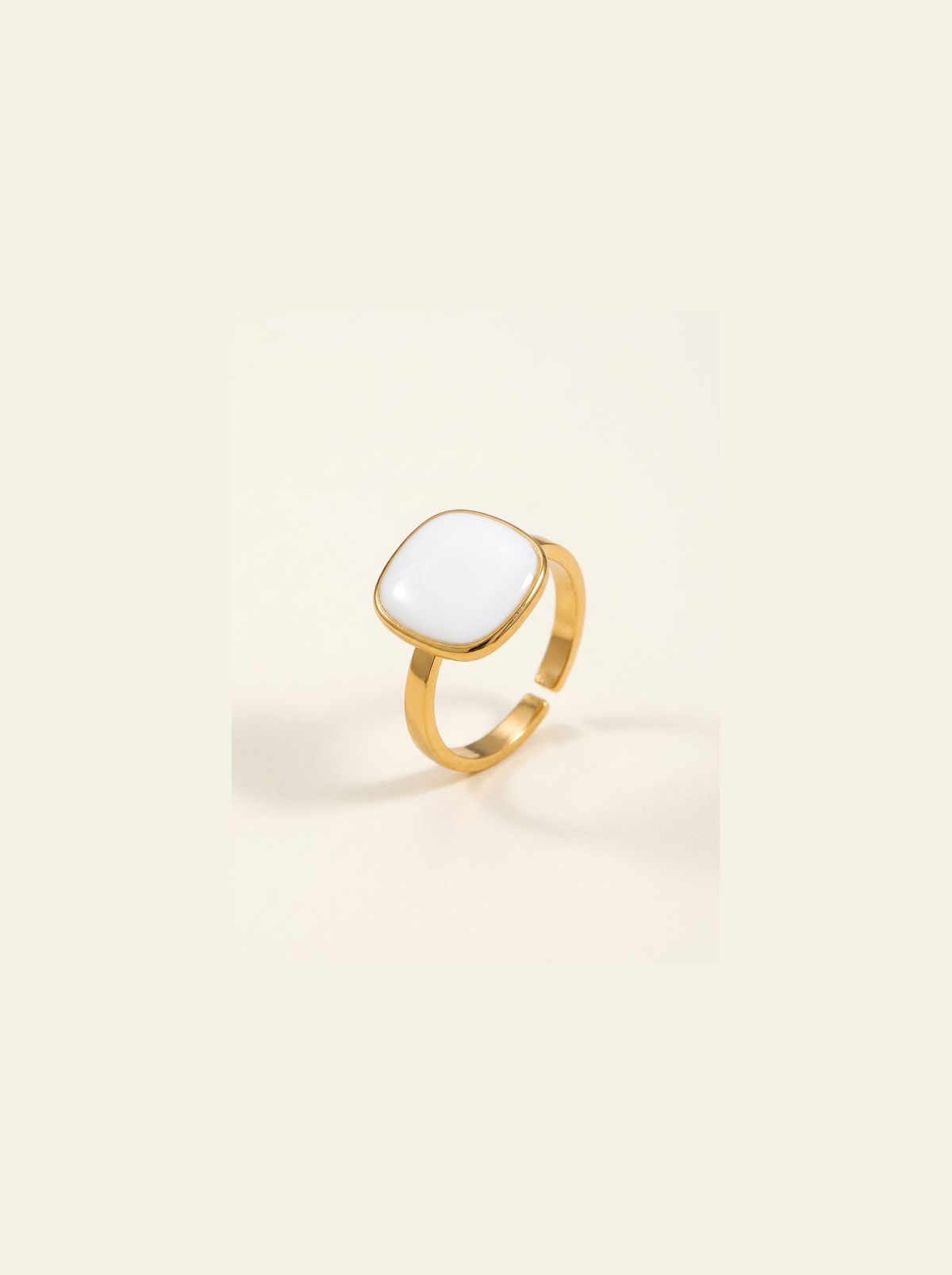 Candy Square Ring, White finish, studio product shot