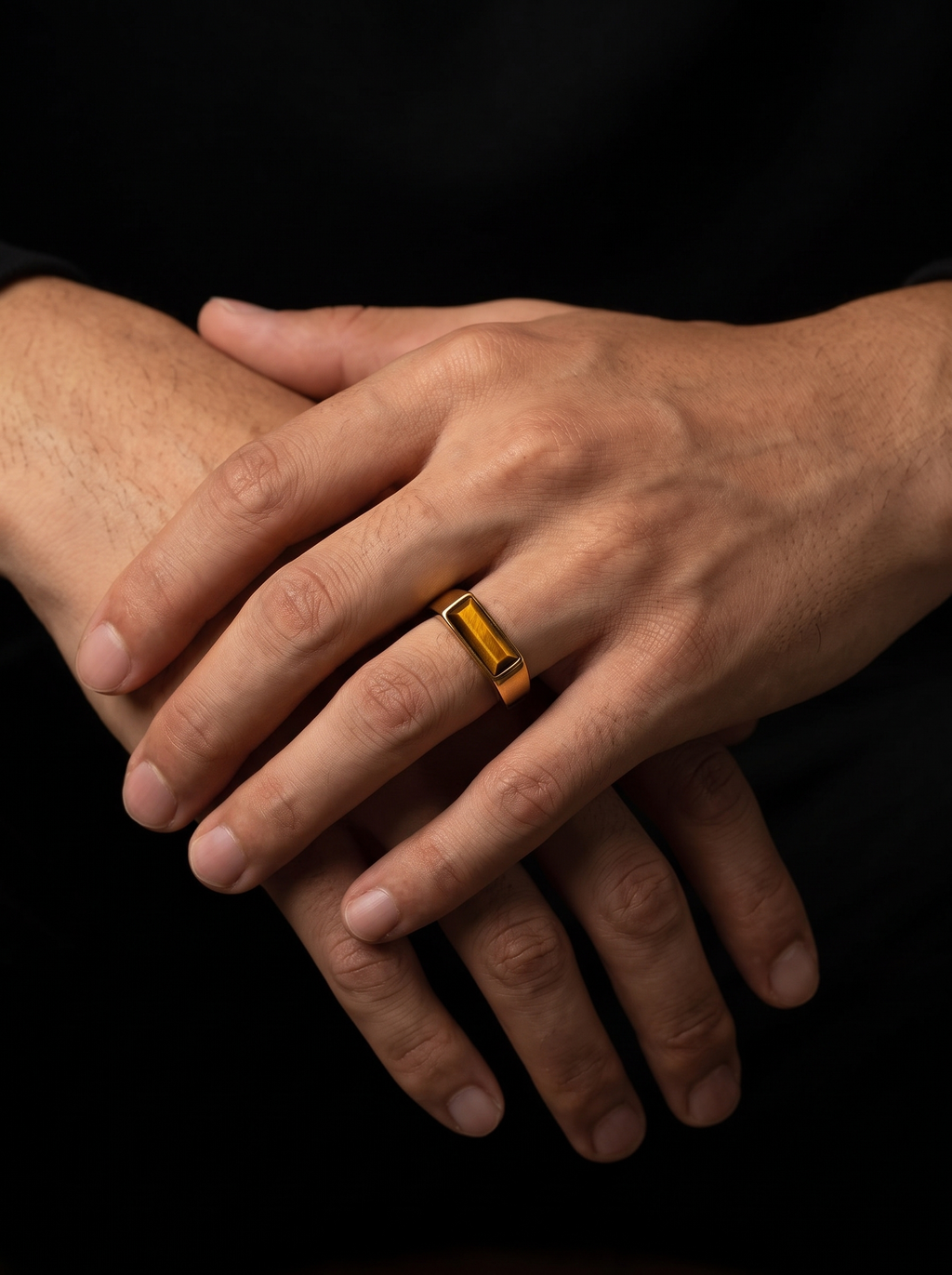 Natural Stone Bar Signet Ring