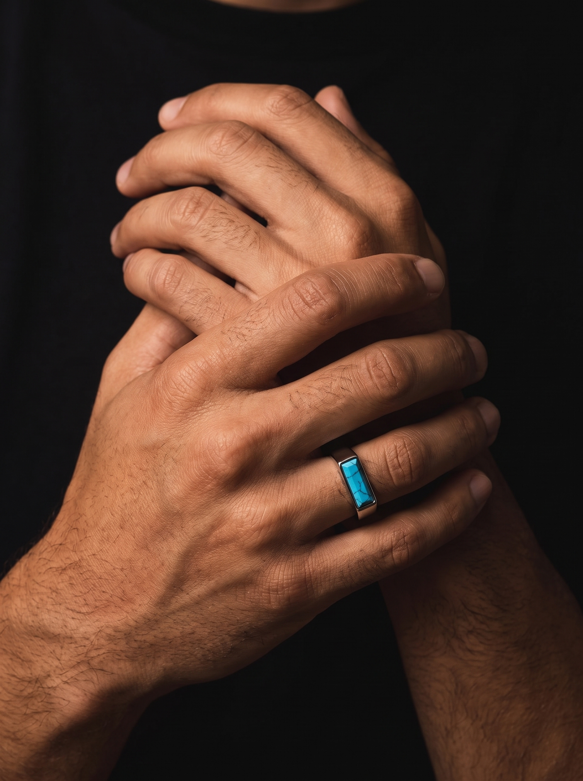 Natural Stone Bar Signet Ring