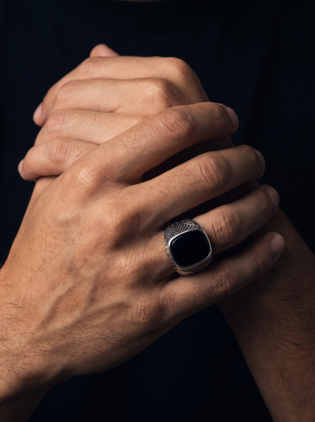 Onyx Filigree Signet Ring