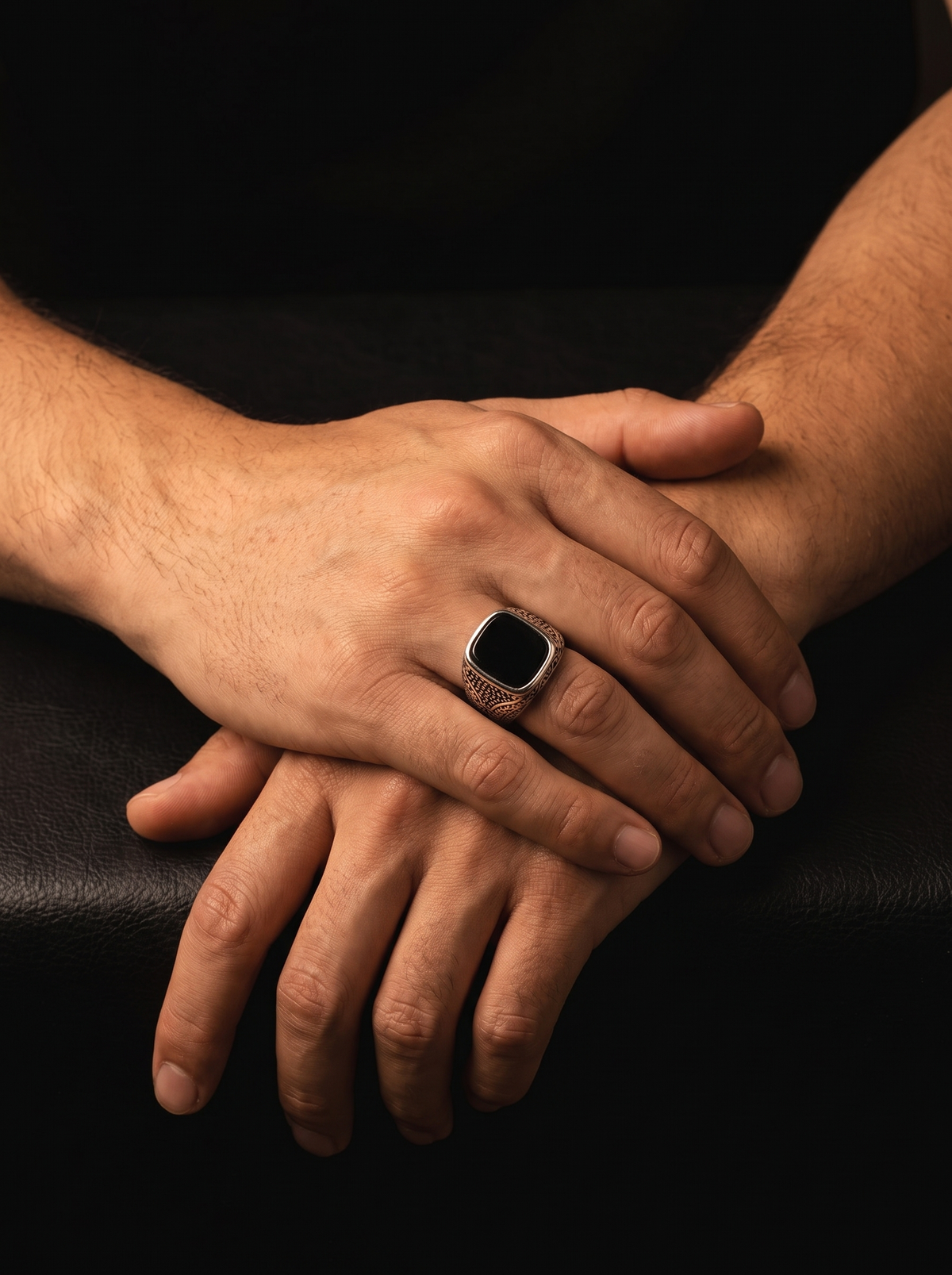 Onyx Filigree Signet Ring