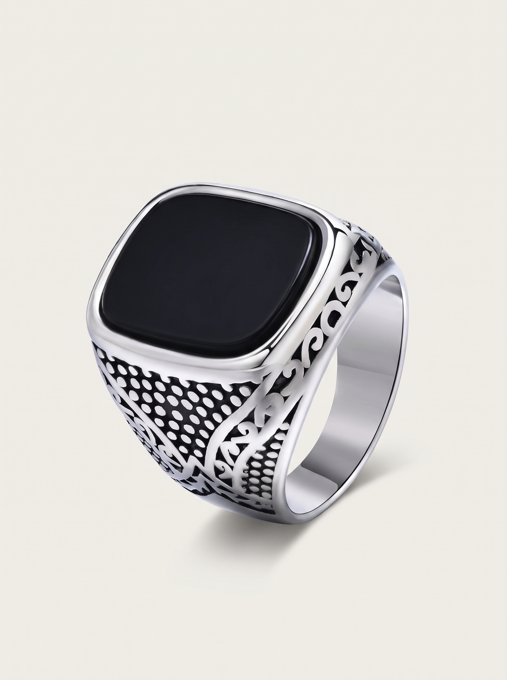 Onyx Filigree Signet Ring