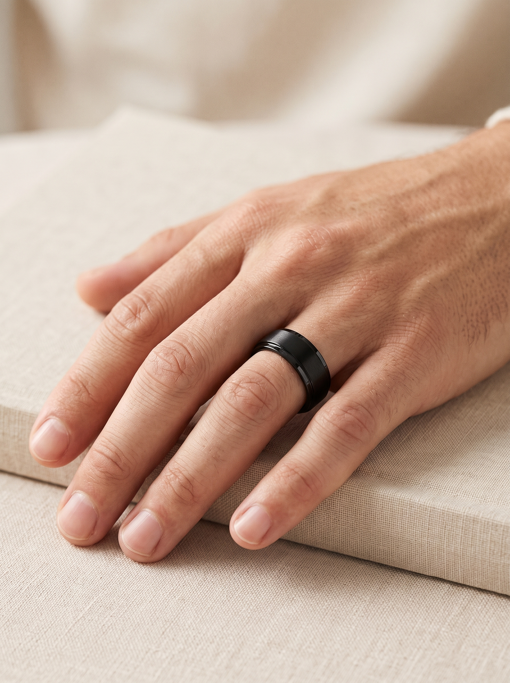 Stepped-Edge Tungsten Band Ring