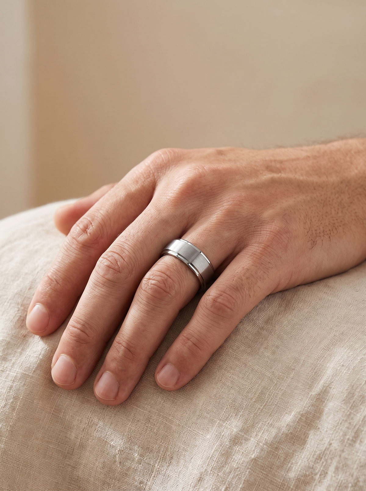 Stepped-Edge Tungsten Band Ring