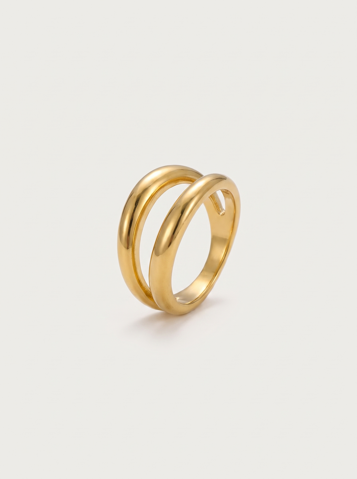 Double Layer Wave Ring - Gold - product