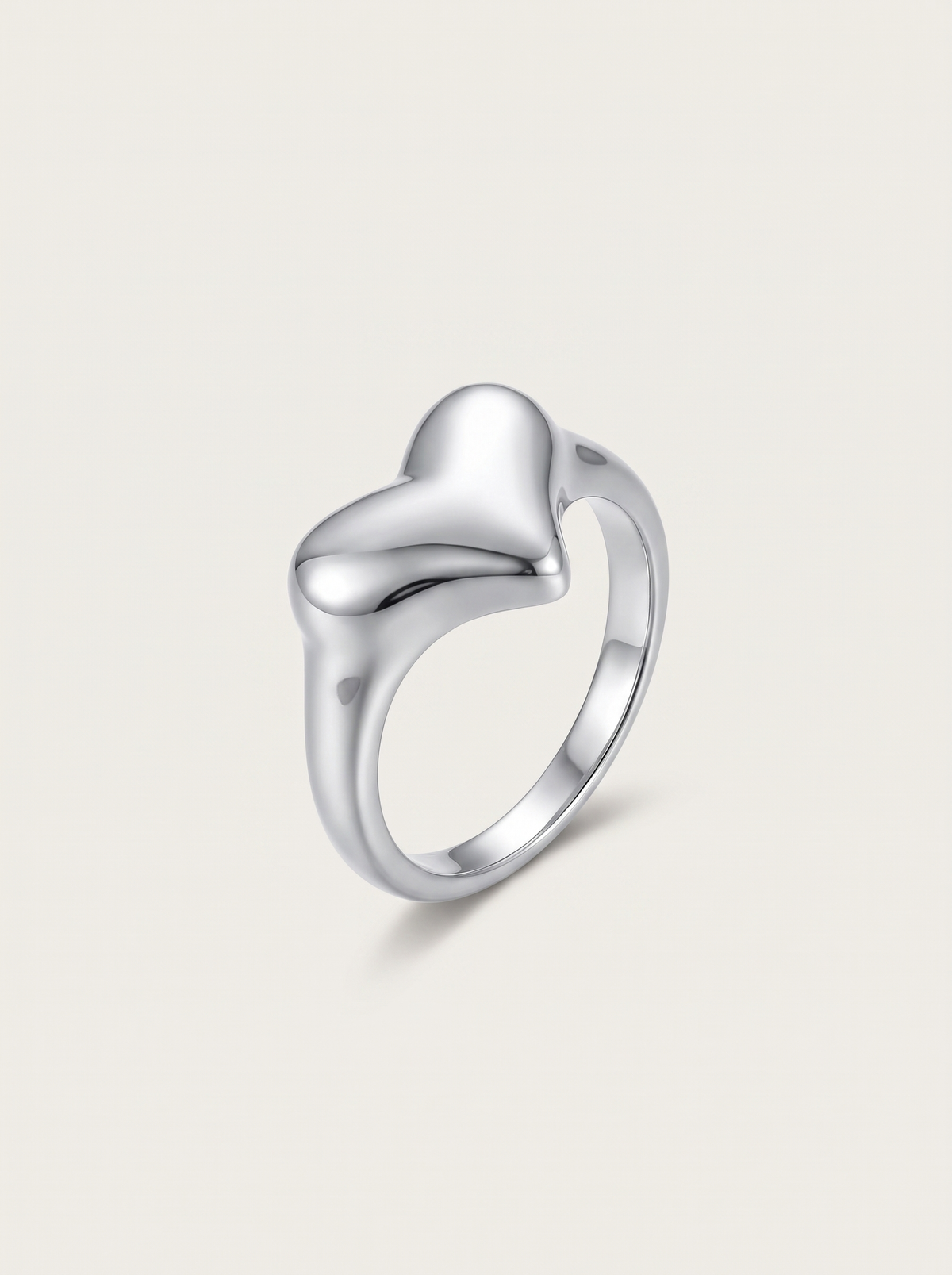 Sculpted Heart Signet Ring - Silver - product
