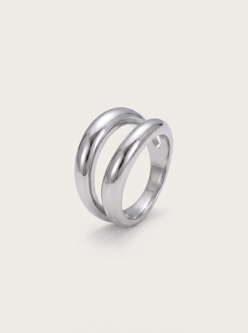 Double Layer Wave Ring - Steel - product