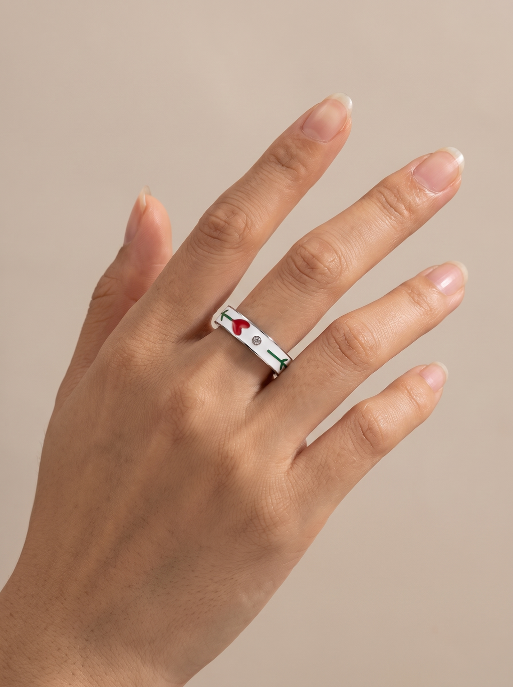 Rose Flower Enamel Ring